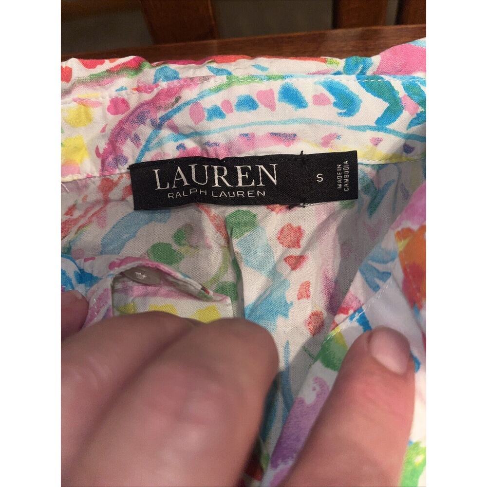 Ralph Lauren Womens Small Cotton Blend Sleep Shirt Paisley Lawn Black Label - Picture 3 of 5